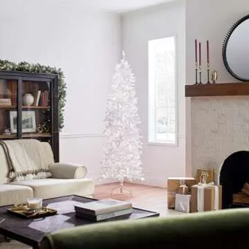National Tree Company 7ft Pre-Lit Slim White Christmas Tree