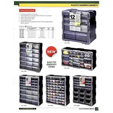 QUANTUM STORAGE SYSTEMS PDC-60BK 60 Drawers Cabinet Part Organizer 19" H x 15" W x 7" D
