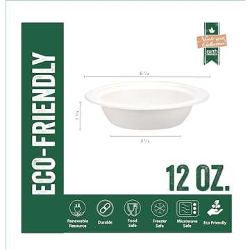 Compostable Heavy Duty Eco-Friendly Bowls 50 Count