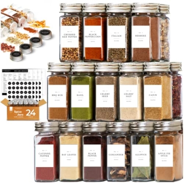 FINESSY Glass Spice Jars Stylish 23-Pack with Lids