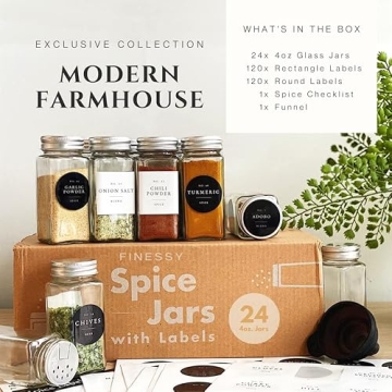 FINESSY Glass Spice Jars Stylish 23-Pack with Lids