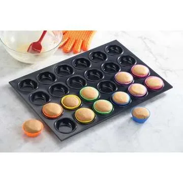 New Star Foodservice 37937 Commercial Grade Aluminum Non-Stick 24-Cup Muffin Pan