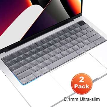 2 Pack ProCase Keyboard Cover for 2022 MacBook Air 13.6” (M2 A2681) / 2021 MacBook Pro 14” 16” (M1 A2442 A2485), Ultra Thin Keyboard Skin Protector -Clear