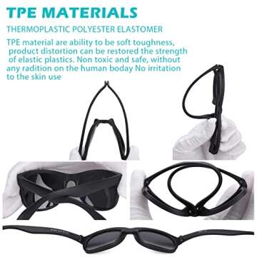 COASION Bendable Flexible Polarized Baby Sunglasses with Strap for Newborn Infant Boys Girls Age 0-24 Months CA9018 (Matte Black/Gray)