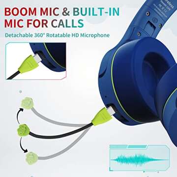 Riwbox CF9 Cat Ear Kids Bluetooth Headphones with LED Light Up,Safe 85dB Volume Limit,Built-in Mic&B...