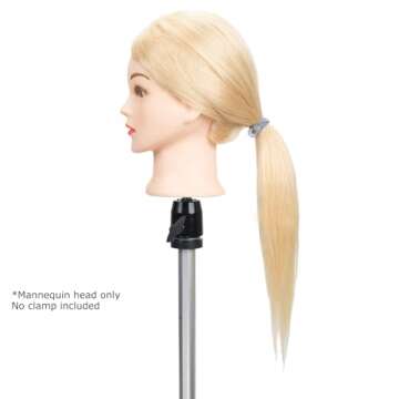 GEX 100% Human Hair Mannequin Head Blonde Training Practice Head for Styling Dying Cutting 613#Blond...