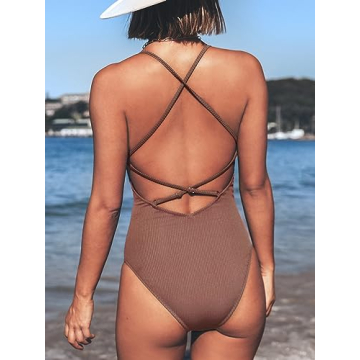 CUPSHE V Neck Lace Up One Piece Swimsuit for Women