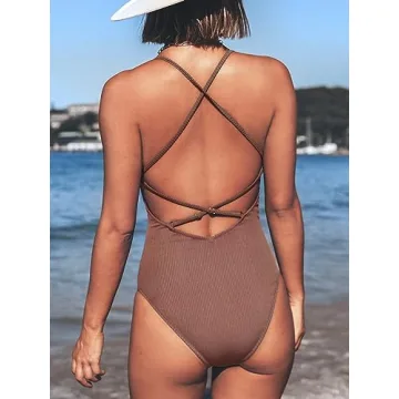 CUPSHE V Neck Lace Up One Piece Swimsuit for Women