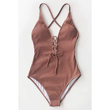CUPSHE V Neck Lace Up One Piece Swimsuit for Women