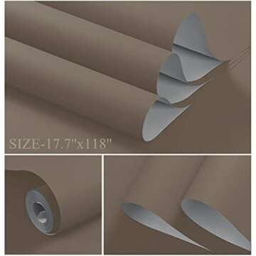 Dimoon 236''x17.7'' Etoupe Peel and Stick Wallpaper Contact Paper Modern Self Adhesive Wall Paper Re...