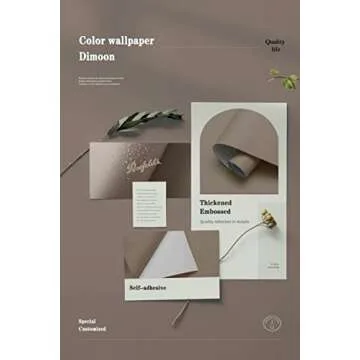 Dimoon 236''x17.7'' Etoupe Peel and Stick Wallpaper Contact Paper Modern Self Adhesive Wall Paper Removable Renter Friendly Textured Solid Color Shelf Cabinet Vinyl Roll (236''x17.7'',Etoupe)