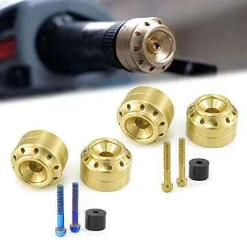 HEINMO Motorcycle Handle Bar Grips Plus Slider Handlebar Ends Anti-Vibration Cover Protector for VES pa GTS 300 250 150 Priamvera Sprint 150 S150 LX LXV (with Gold Screws)