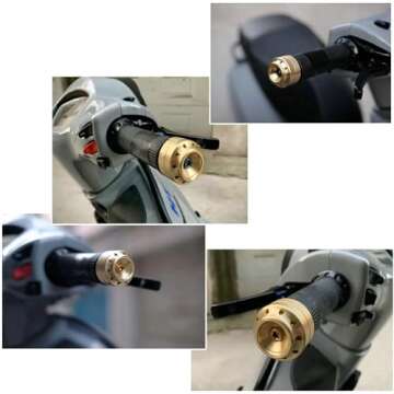 HEINMO Motorcycle Handle Bar Grips Plus Slider Handlebar Ends Anti-Vibration Cover Protector for VES pa GTS 300 250 150 Priamvera Sprint 150 S150 LX LXV (with Gold Screws)