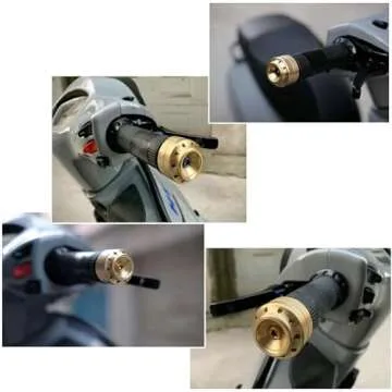 HEINMO Motorcycle Handle Bar Grips Plus Slider Handlebar Ends Anti-Vibration Cover Protector for VES pa GTS 300 250 150 Priamvera Sprint 150 S150 LX LXV (with Gold Screws)