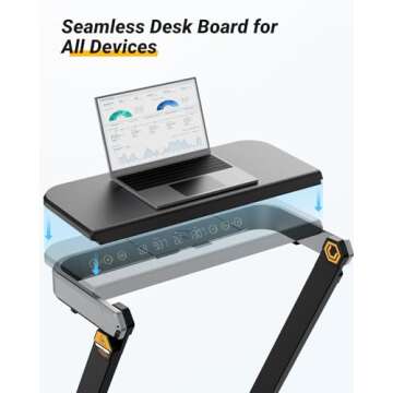 UREVO Treadmill with Desk, 3 in 1 Foldable Treadmill with Removable Desk, Install Free Under Desk Treadmill, 3HP Powerful Walking Treadmill for Office with Remote and 2s Folding