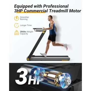 UREVO Treadmill with Desk, 3 in 1 Foldable Treadmill with Removable Desk, Install Free Under Desk Treadmill, 3HP Powerful Walking Treadmill for Office with Remote and 2s Folding