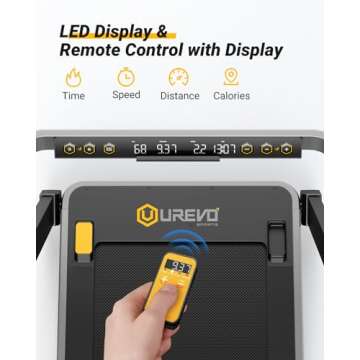 UREVO Treadmill with Desk, 3 in 1 Foldable Treadmill with Removable Desk, Install Free Under Desk Treadmill, 3HP Powerful Walking Treadmill for Office with Remote and 2s Folding