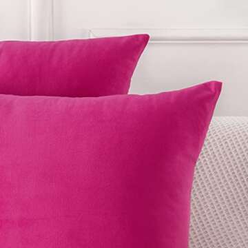 Yonous Throw Pillow Covers, Velvet Soft Decorative Cushion Case for Sofa Bedroom Car, Set of 4, 18x18 Inch, Hot Pink