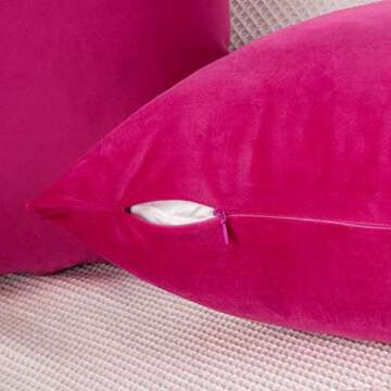 Yonous Throw Pillow Covers, Velvet Soft Decorative Cushion Case for Sofa Bedroom Car, Set of 4, 18x18 Inch, Hot Pink