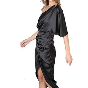 Ladmous Black Cocktail Dresses for Women Juniors Teen Evening Party Fall Wedding Guest Skater Dress Black,XS