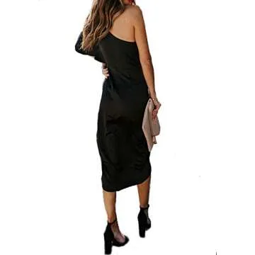 Ladmous Black Cocktail Dresses for Women Juniors Teen Evening Party Fall Wedding Guest Skater Dress Black,XS