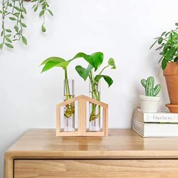 Ivolador Glass Propagation Glass Test Tube Plant Terrarium for Hydroponic Plants Home Garden Decoration-Mini