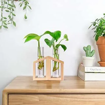 Ivolador Glass Propagation Glass Test Tube Plant Terrarium for Hydroponic Plants Home Garden Decoration-Mini