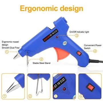 Hot Glue Gun 100-Watt, Hot Melt Glue Gun Kit with 30Pcs Clear Glue Sticks (0.43 x 7.9 Inch) for Quick Home Repair, Arts, Crafts, DIY & Sealing (Blue)