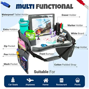 WITRIP Kids Travel Tray with Dry Erase Board for Car Seats