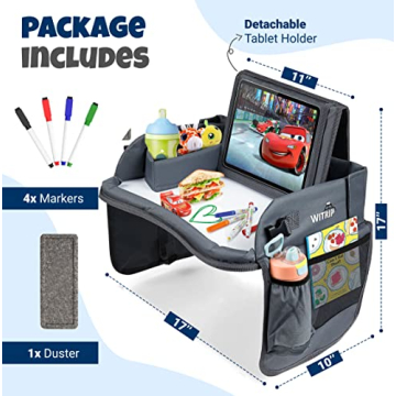 WITRIP Kids Travel Tray with Dry Erase Board for Car Seats