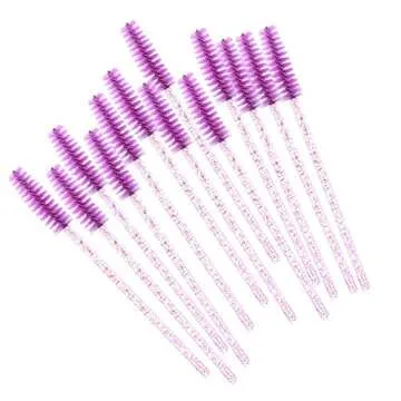 Elisel 100 PCS Disposable Mascara Brushes Crystal Eyelash Brushes Mascara Wands Applicator Eyelash Extensions Makeup Tools Eyebrow Brush (Purple)