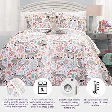 Lush Decor Pixie Fox Reversible Quilt Set for Kids & Toddlers
