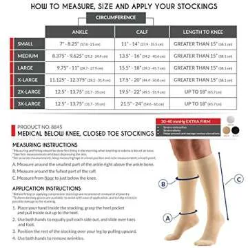 Truform 30-40 mmHg Compression Stockings for Men and Women, Knee High Length, Closed Toe, Black, Med...
