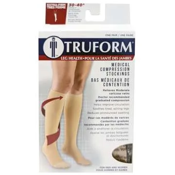 Truform Compression Stockings 30-40 mmHg Knee High Black