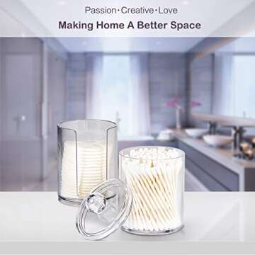 SheeChung Qtip Holder Dispenser Set - Apothecary Jars Bathroom Clear Plastic Acrylic for Cotton Balls,Cotton Swabs,Q-Tips,Cotton Rounds,Makeup Pads Storage Canister