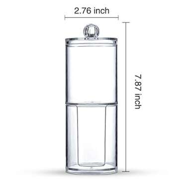 SheeChung Qtip Holder Dispenser Set - Apothecary Jars Bathroom Clear Plastic Acrylic for Cotton Balls,Cotton Swabs,Q-Tips,Cotton Rounds,Makeup Pads Storage Canister