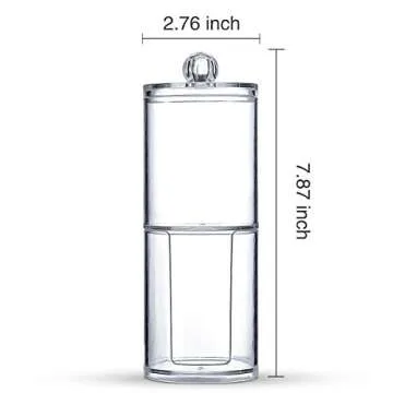 SheeChung Qtip Holder Dispenser Set - Apothecary Jars Bathroom Clear Plastic Acrylic for Cotton Balls,Cotton Swabs,Q-Tips,Cotton Rounds,Makeup Pads Storage Canister