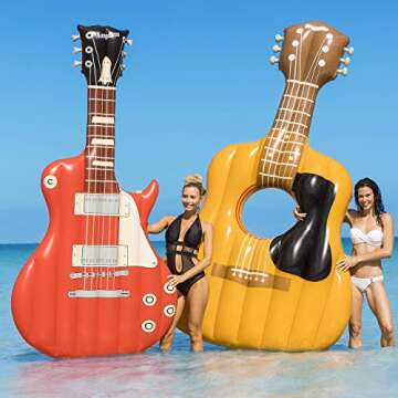Coconut Float Pool Floats; Acoustic Guitar Pool Raft...