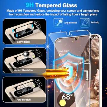 [3+3 Pack] Glass Screen Protector for Google Pixel 8 Pro 5G, 9H Tempered Glass, Ultrasonic Fingerprint Unlock,HD Clear Case Friendly for Google Pixel 8 Pro Tempered Glass Screen Protector