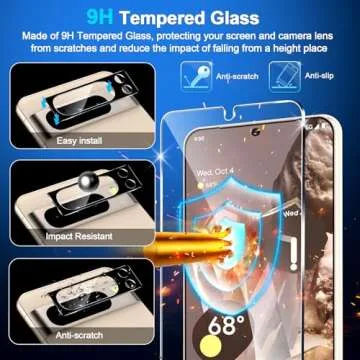 [3+3 Pack] Glass Screen Protector for Google Pixel 8 Pro 5G, 9H Tempered Glass, Ultrasonic Fingerprint Unlock,HD Clear Case Friendly for Google Pixel 8 Pro Tempered Glass Screen Protector