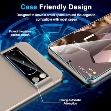 [3+3 Pack] Glass Screen Protector for Google Pixel 8 Pro 5G, 9H Tempered Glass, Ultrasonic Fingerprint Unlock,HD Clear Case Friendly for Google Pixel 8 Pro Tempered Glass Screen Protector