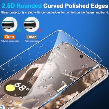 [3+3 Pack] Glass Screen Protector for Google Pixel 8 Pro 5G, 9H Tempered Glass, Ultrasonic Fingerprint Unlock,HD Clear Case Friendly for Google Pixel 8 Pro Tempered Glass Screen Protector