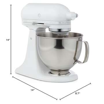 KitchenAid KSM150PSWW Artisan Series 5-Qt. Stand Mixer with Pouring Shield - White On White