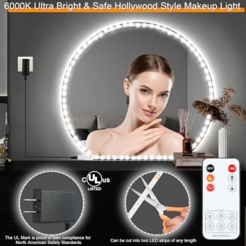 LED Vanity Mirror Lights 6000K Adjustable Brightness Strip