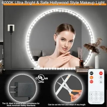 LED Vanity Mirror Lights 6000K Adjustable Brightness Strip