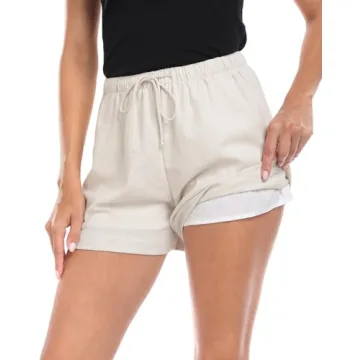 HDE Women's Lightweight Drawstring Linen Shorts for Summer