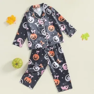 Fsadfeas Kids Halloween Pajamas Toddler Satin Set