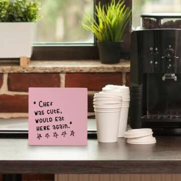 FLVGE Pink Kitchen Sign Decor, Charming and Funny