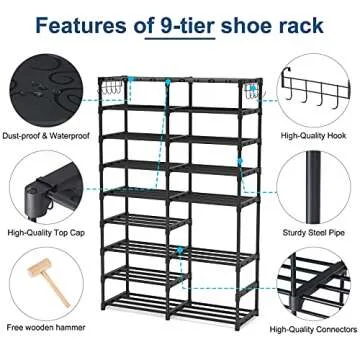 LITTLE TREE 9 Tiers Shoe Rack Organizer for 32-40 Pairs