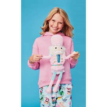 iscream Soft Plush 18.5" Nutcracker Embroidered Accent Holiday Pillow - Pink